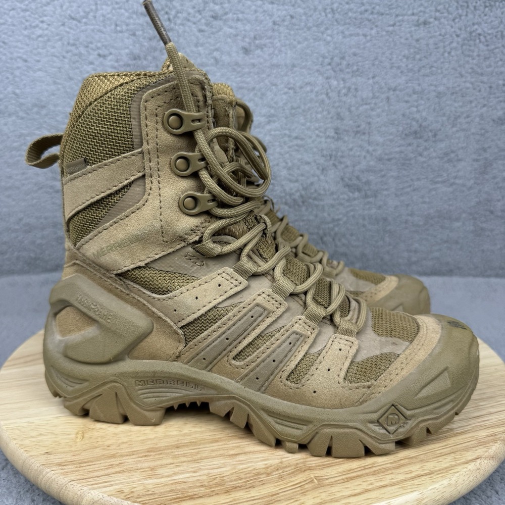 Merrell Strongfield Unisex Tactical Mens 5.5 Womens 7 Coyote 8" Waterproof Boots